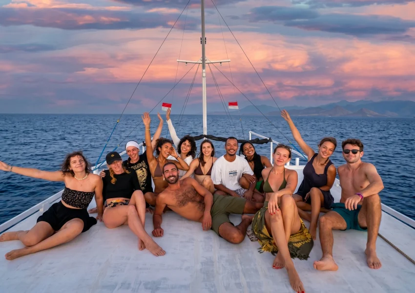 sunset on boat